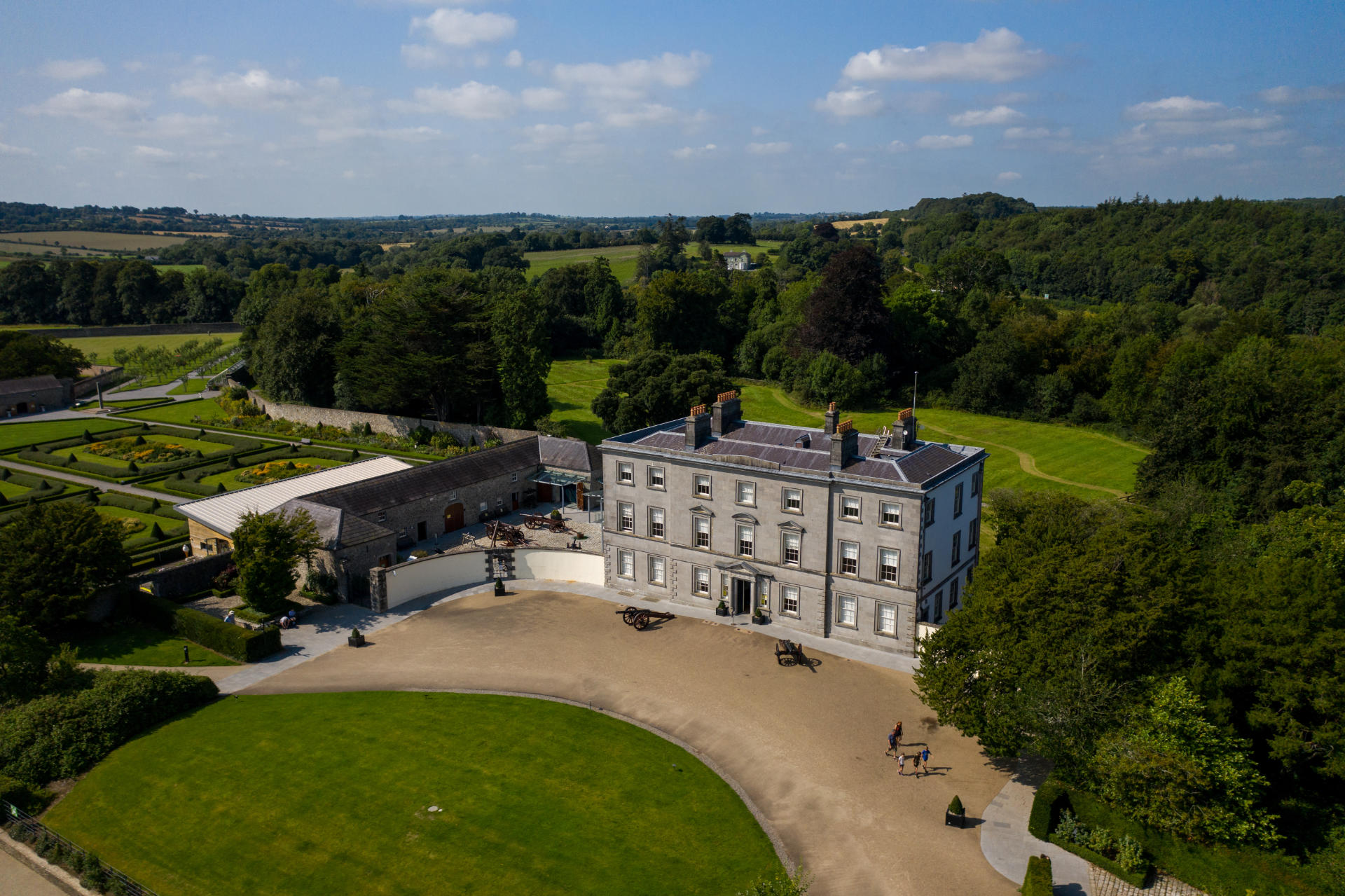 Aerial view of a castle in Boyne Valley.