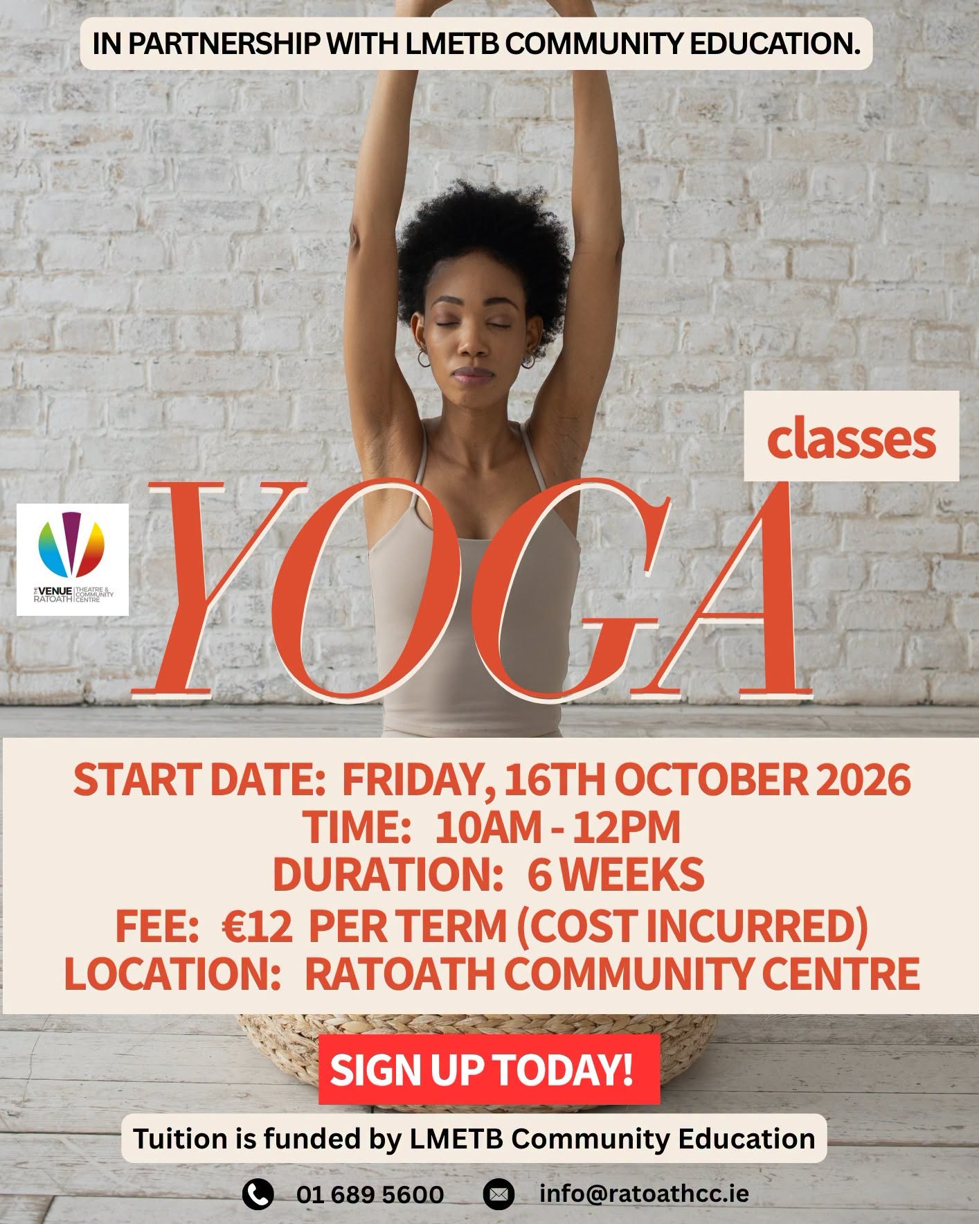 Poster for Yoga Classes, Friday, 16th October 2026